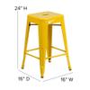 Home Square 24" Metal Backless Counter Stool in Yellow - Set of 3 view 2