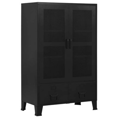 CHARMMA Office Cabinet with Mesh Doors Industrial Black 29.5"x15.7"x47.2" Steel-Black-28KG