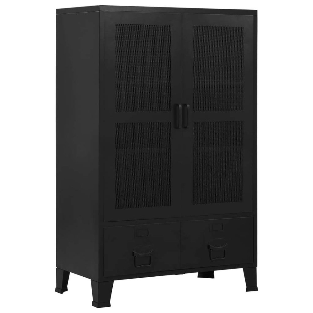 CHARMMA Office Cabinet with Mesh Doors Industrial Black 29.5"x15.7"x47.2" Steel-Black-28KG