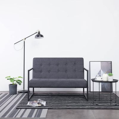 CHARMMA 2-Seater Sofa with Armrests Dark Gray Steel and Fabric-Grey-23.6KG