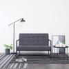 CHARMMA 2-Seater Sofa with Armrests Dark Gray Steel and Fabric-Grey-23.6KG view 1