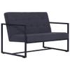 CHARMMA 2-Seater Sofa with Armrests Dark Gray Steel and Fabric-Grey-23.6KG view 3