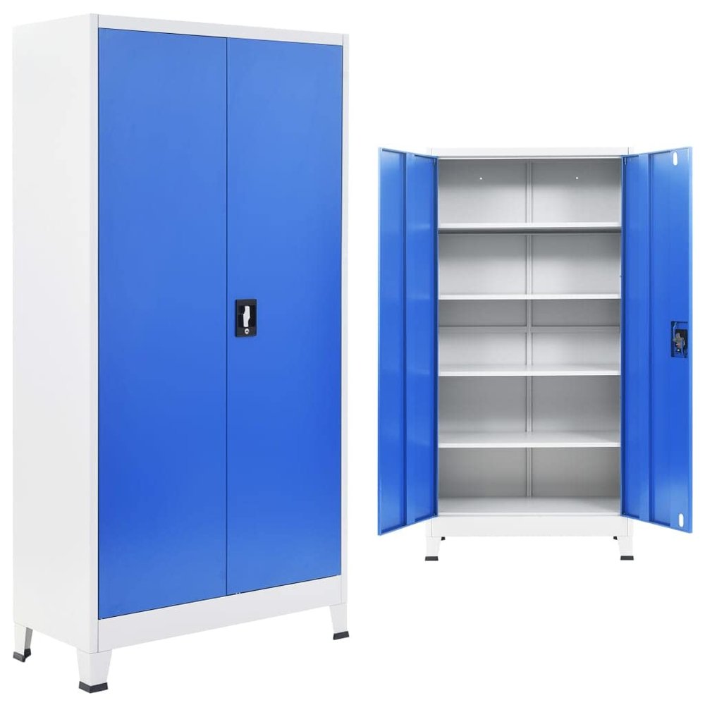 CHARMMA Office Cabinet Metal 35.4"x15.7"x70.9" Gray and Blue-Blue-42.3KG