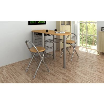 CHARMMA Kitchen/Breakfast Bar/Table and Chairs Set Wood-Brown-20.9KG