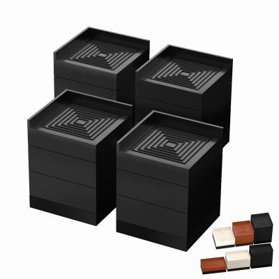 Furniture Risers, Tclouda Bed/Sofa/Desk/Table/Chair Leg/Fridge Lifts to 1.5, 3 and 4 in, Rectangle Adjustable Risers Blocks for Extenders, Heavy Duty Supports Up to 1300 Lbs, 4 in-Black-Square