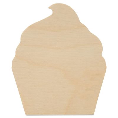 Cupcake Chunky Wood Cutout 4 x 3-1/4-inch, Pack of 5 Unfinished Wooden Cutouts for Wooden Tray Decor & Tiered Holder, by Woodpeckers