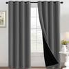 100% Blackout Curtains Thermal Insulated Full Blackout Grommet Curtains for Living Room Energy Efficiency Window Drapes for Bedroom with Black Liners (1 Panel, 52x84 Inch, Grey) view 1