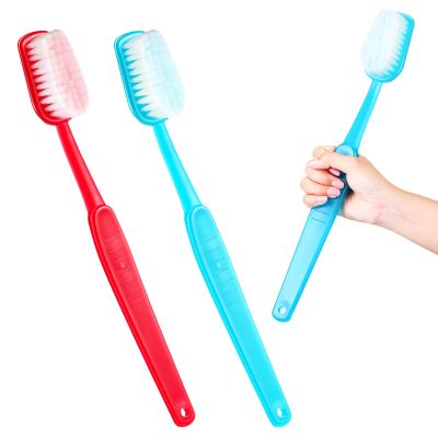 Ireer 2 Pieces Giant Toothbrush Prop Large Toothbrushes Big Brush Oversized Gag Novelty for Summer Halloween Costume Take Picture Comedy Party Favors Pet Grooming Brush(Red, Blue)