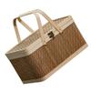 jojofuny Heart Picnic Basket Woven Lid Insulated Bamboo Storage Basket for Camping view 1
