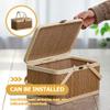 jojofuny Heart Picnic Basket Woven Lid Insulated Bamboo Storage Basket for Camping view 3