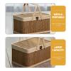 jojofuny Heart Picnic Basket Woven Lid Insulated Bamboo Storage Basket for Camping view 4