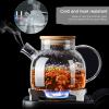60.8oz Glass Teapot, Stovetop & Microwave Safe Glass Borosilicate Tea Pot,Clear Teapot with Strainer, Glass Tea Kettle with Wooden Lid, Loose LeafFruit Tea and Fragrant Tea view 4