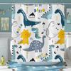 GCIREC Kid Dinosaur Shower Curtain, Boys Cute Funny Animal Graffiti Cartoon Dino Dinosaur Bathroom Curtain Waterproof Fabric Machine Washable with Hooks,72" Wx72 L view 3