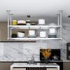 SOBS 2-Layer Stainless Steel Floating Shelves, Hanging Flower Stand Pot Plate Rack Ceiling Mounted Storage Shelf for Kitchen Bar Restaurant Decoration, 6 Sizes (Size : 60x35x80cm) view 3
