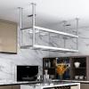 SOBS 2-Layer Stainless Steel Floating Shelves, Hanging Flower Stand Pot Plate Rack Ceiling Mounted Storage Shelf for Kitchen Bar Restaurant Decoration, 6 Sizes (Size : 60x35x80cm) view 4