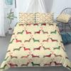REALIN Dogs Duvet Cover Set Puppies Dachshund Cute Pets Bedding Girl Boy Kids Bed Sets 2/3/4PCS Quilt Covers/Sheets/Pillow Shams,Twin/Full/Queen/King (D,Full-200x229cm-4PCS) view 1