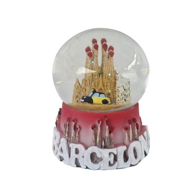 HomeLoft Basics I Love Barcelona Snow Globe Sagrada Familia. 90mm Red Plastic Modern Snow Globe
