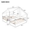 HUIJU Double Twin Size Platform Bed Frames with Built-in Table,No Box Spring Needed,Triangular House Beds, White view 2