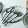 24 Piece Black Silverware Set for 6 Unique Flatware Cutlery Set Modern Stainless Steel Dinnerware Tableware Sets for Kitchen Family Gatherings & Daily Use Dishwasher Safe view 2