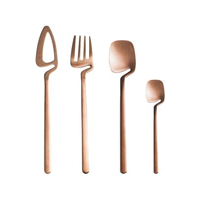 24 Piece Matte Rose Gold Silverware Set for 6 Unique Flatware Cutlery Set Modern Stainless Steel Dinnerware Tableware Sets for Kitchen Family Gatherings & Daily Use Dishwasher Safe