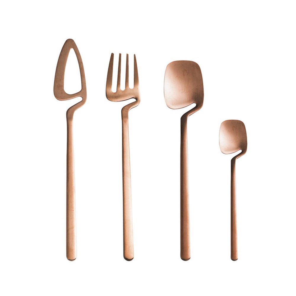 24 Piece Matte Rose Gold Silverware Set for 6 Unique Flatware Cutlery Set Modern Stainless Steel Dinnerware Tableware Sets for Kitchen Family Gatherings & Daily Use Dishwasher Safe