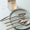 24 Piece Matte Rose Gold Silverware Set for 6 Unique Flatware Cutlery Set Modern Stainless Steel Dinnerware Tableware Sets for Kitchen Family Gatherings & Daily Use Dishwasher Safe view 2
