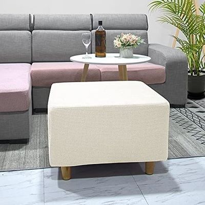 ZZDXW Square Ottoman Slipcovers Rectangle Footrest Footstool Protector Covers Stretch Fabric Storage Ottoman Covers, High Spandex Slipcover Machine Washable (Color : #5, Size : Square(80-100cm))
