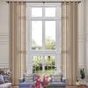 Fcosie Extra Long 132 Inches Linen Curtains for High Ceiling Living Room Bedroom, 11 FT Nickel Grommets Custom Made Drapes, Tapioca Privacy Drapery for Loft Sliding Door, 1 Panel, 50" Wx132 L view 1
