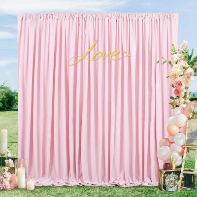 10ft x 8ft Pink Backdrop Curtain Party Backgrounds Panels Polyester Fabric for Valentine's Day Wedding Baby Shower Birthday Photography Party Decorations 5ft x 8ft,2 Panels