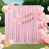 10ft x 8ft Pink Backdrop Curtain Party Backgrounds Panels Polyester Fabric for Valentine's Day Wedding Baby Shower Birthday Photography Party Decorations 5ft x 8ft,2 Panels view 2