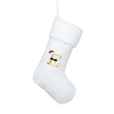 Beyond Your Thoughts Personalized Embroidery Monogram Initial Human Christmas Stockings 1 Pack Durable Christmas Ornament Bag for Family Decorations White and Gold Letter E