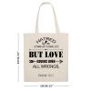 Beach Bags, Love Covers over All Wrongs Reusable Canvas Shopping Bag with Interior Pocket Multi purpose Grocery Bags for Women Men Kids view 2