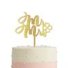 JuneLucky Mr & Mrs Wedding Cake Topper,St. Patrick's Day Wedding Cake Topper,Personalized Cake Topper for Engagement Anniversary Wedding Party Decor,Bridal Shower Rustic Wood Cake Toppers view 1