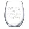 15 oz Stemless Wine Glass Queen Of Fucking Everything Drinking Glass Glassware for Red or White Wine Cocktails Perfect For Homes & Bars Party Supplies Decorations view 2
