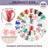 Nuenen 108 Pcs Heart Stones Worry Stones Bulk 0.8 Inch Mothers Day Gift Heart Shaped Rocks Natural Crystal Rocks Carved Pocket Healing Gemstone for Mom Love Wedding Decor Witchcraft(Elegant Style) view 2