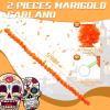 2 Pack 5 ft Day of the Dead Marigold Garland Marigold Flowers for Diwali Indian Dia De Los Muertos Halloween Faux Garlands Wedding Garland for Mantle Decor Day of the Dead Decor(Orange) view 2