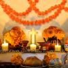 2 Pack 5 ft Day of the Dead Marigold Garland Marigold Flowers for Diwali Indian Dia De Los Muertos Halloween Faux Garlands Wedding Garland for Mantle Decor Day of the Dead Decor(Orange) view 4
