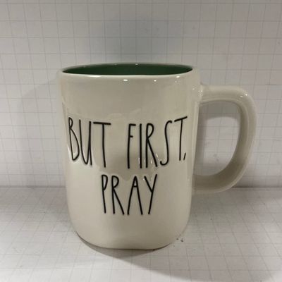 Rae Dunn BUT FIRST PRAY Mug - Ceramic - Dishwasher and Microwave safe