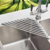 Ahyuan Roll up Dish Drying Rack Over The Sink Kitchen Roll up Sink Drying Rack Portable Dish Drainer Foldable Dish Drying Rack (Warm Gray, Triangle 16.3''X9.4'') view 2