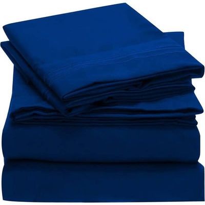100% Egyptian Cotton, 6 - Piece Sheet Set, Pure Sateen Weave & 400 Thread Count Hotel-Collection Bedding Sheets with Fitted Sheet 15-16 Inches Deep Pocket-Royal Blue Solid,Full-XL Size.