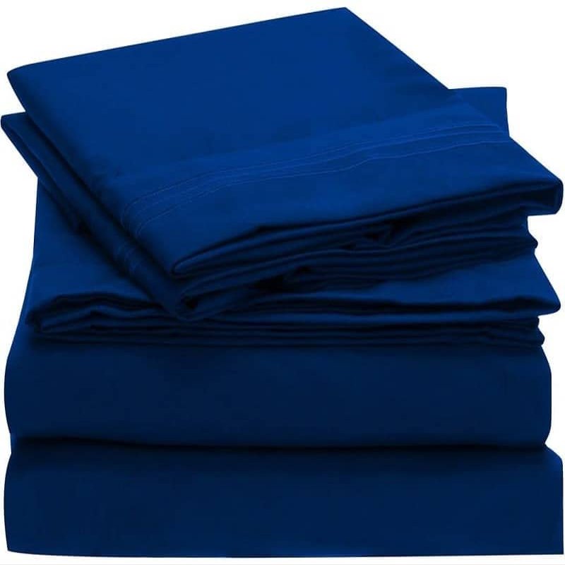 100% Egyptian Cotton, 6 - Piece Sheet Set, Pure Sateen Weave & 400 Thread Count Hotel-Collection Bedding Sheets with Fitted Sheet 15-16 Inches Deep Pocket-Royal Blue Solid,Full-XXL Size.