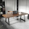 Modern Industrial Home Office Solid Wood Desk, Computer Desk Desk Study Table Workstation Conference Table Dining Table with Metal Stand (Size : 120X60X75CM/47X24X30IN) view 4