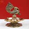 Exotic India 7" Brass Peacock Diya - Brass view 2