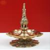 Exotic India 7" Brass Peacock Diya - Brass view 3