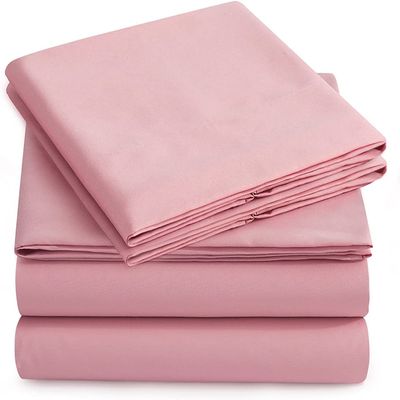 100% Egyptian Cotton, 6 - Piece Sheet Set, Pure Sateen Weave & 400 Thread Count Hotel-Collection Bedding Sheets with Fitted Sheet 15-16 Inches Deep Pocket-Pink Solid,Queen Size.