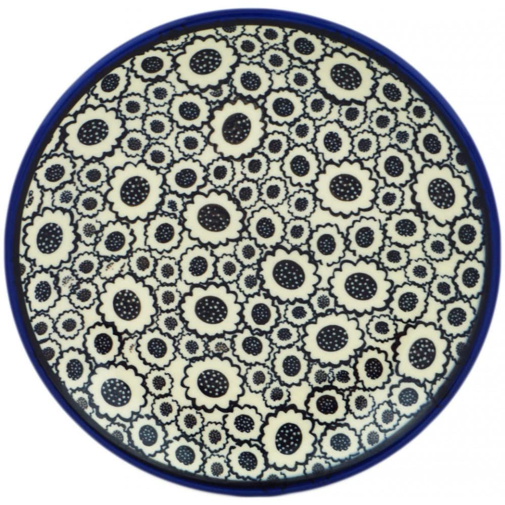 Polmedia Polish Pottery Dessert Plate - Blooming Night Pattern Handmade in Boleslawiec Poland + Certificate of Authenticity