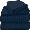 100% Egyptian Cotton, 6 - Piece Sheet Set, Pure Sateen Weave & 400 Thread Count Hotel-Collection Bedding Sheets with Fitted Sheet 15-16 Inches Deep Pocket-Navy Blue Stripe,Twin Size. view 1