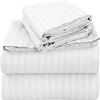 100% Egyptian Cotton, 6 - Piece Sheet Set, Pure Sateen Weave & 400 Thread Count Hotel-Collection Bedding Sheets with Fitted Sheet 15-16 Inches Deep Pocket-White Stripe,Full-XXL Size. view 1