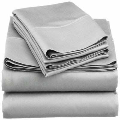 100% Egyptian Cotton, 6 - Piece Sheet Set, Pure Sateen Weave & 400 Thread Count Hotel-Collection Bedding Sheets with Fitted Sheet 15-16 Inches Deep Pocket-Light Grey Solid,Full-XXL Size.