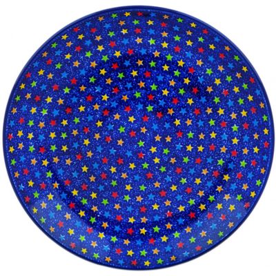 Polmedia Polish Pottery Dinner Plate UNIKAT - Colorful Star Show Pattern Handmade in Boleslawiec Poland by Ceramika Artystyczna + Certificate of Authenticity